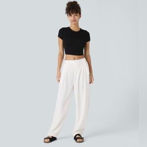 Halara Flex Mid Rise Pocket Barrel Leg Work Pants